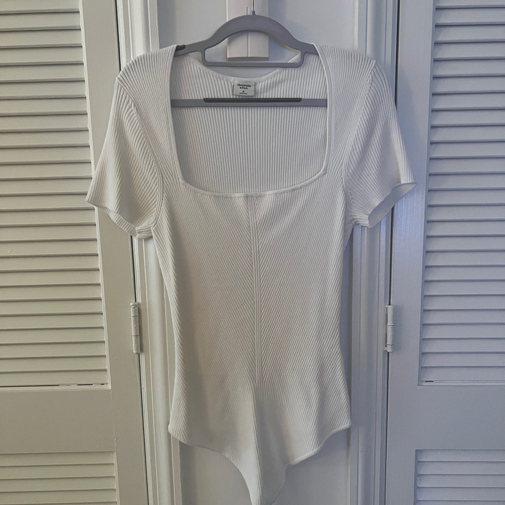 Abercrombie & Fitch White Square Neck Bodysuit XL